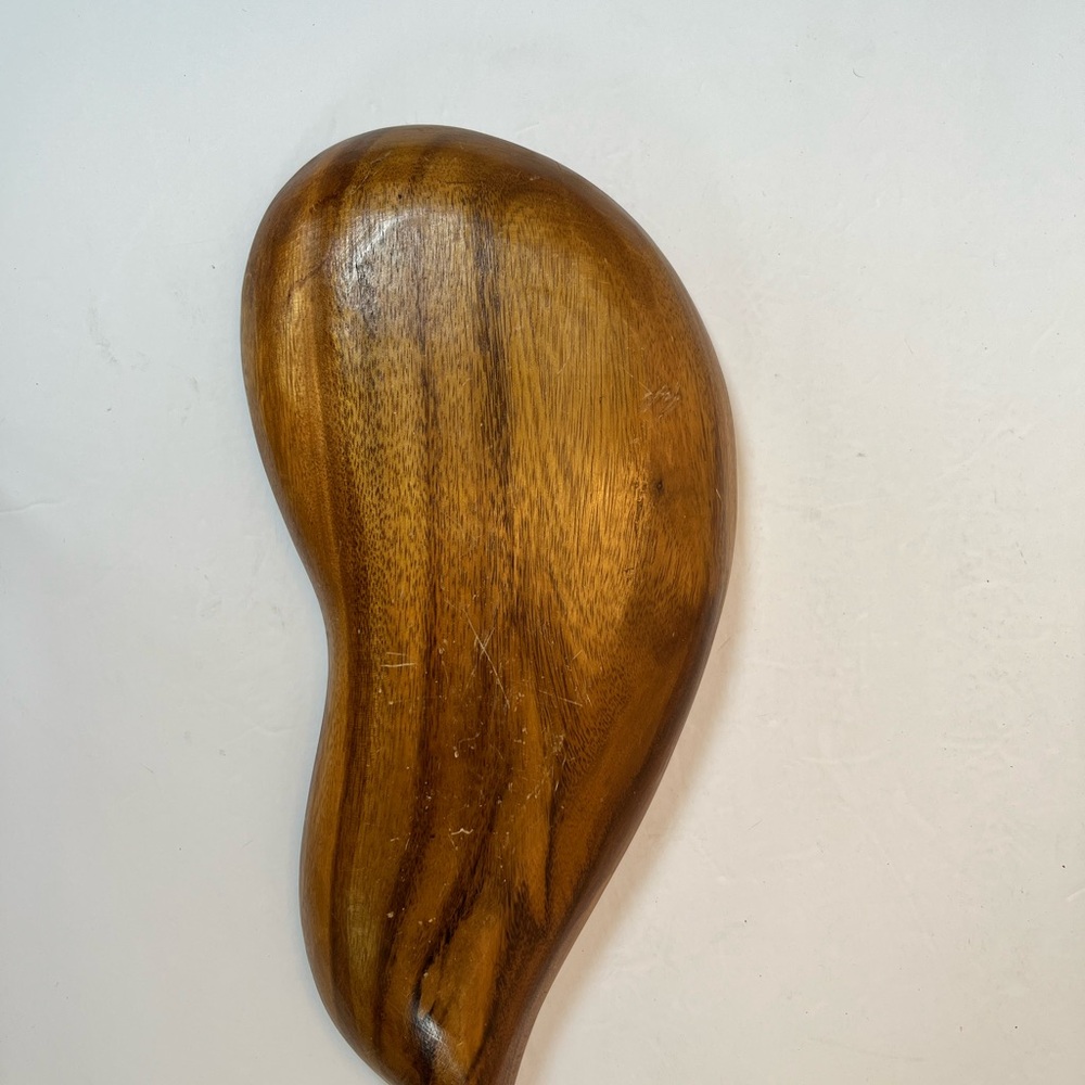 Vintage Mid Century MCM 11 pc Hand Carved Wooden Monkey Pod Leaf Bowl with Fruit - Picture 9 of 13